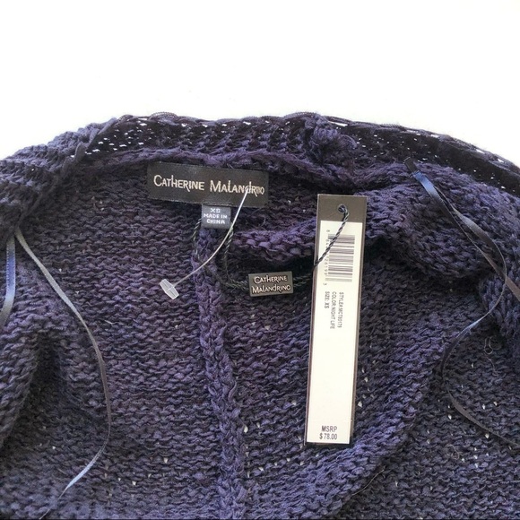 NWT Catherine Malandrino navy blue chunky cardigan open draped sweater XS - Picture 3 of 9